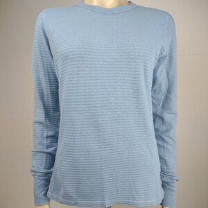 Big Bud light blue textured 100% Cotton long sleeve shirt top ladies XS X-Small